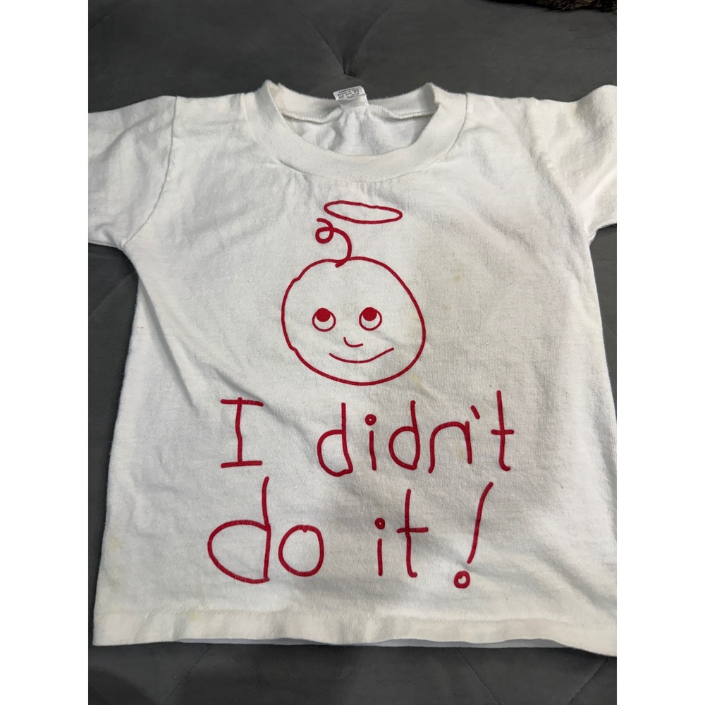 Vintage Polo-Togs I Didn't Do It Graphic T-Shirt White Red Made in USA Small